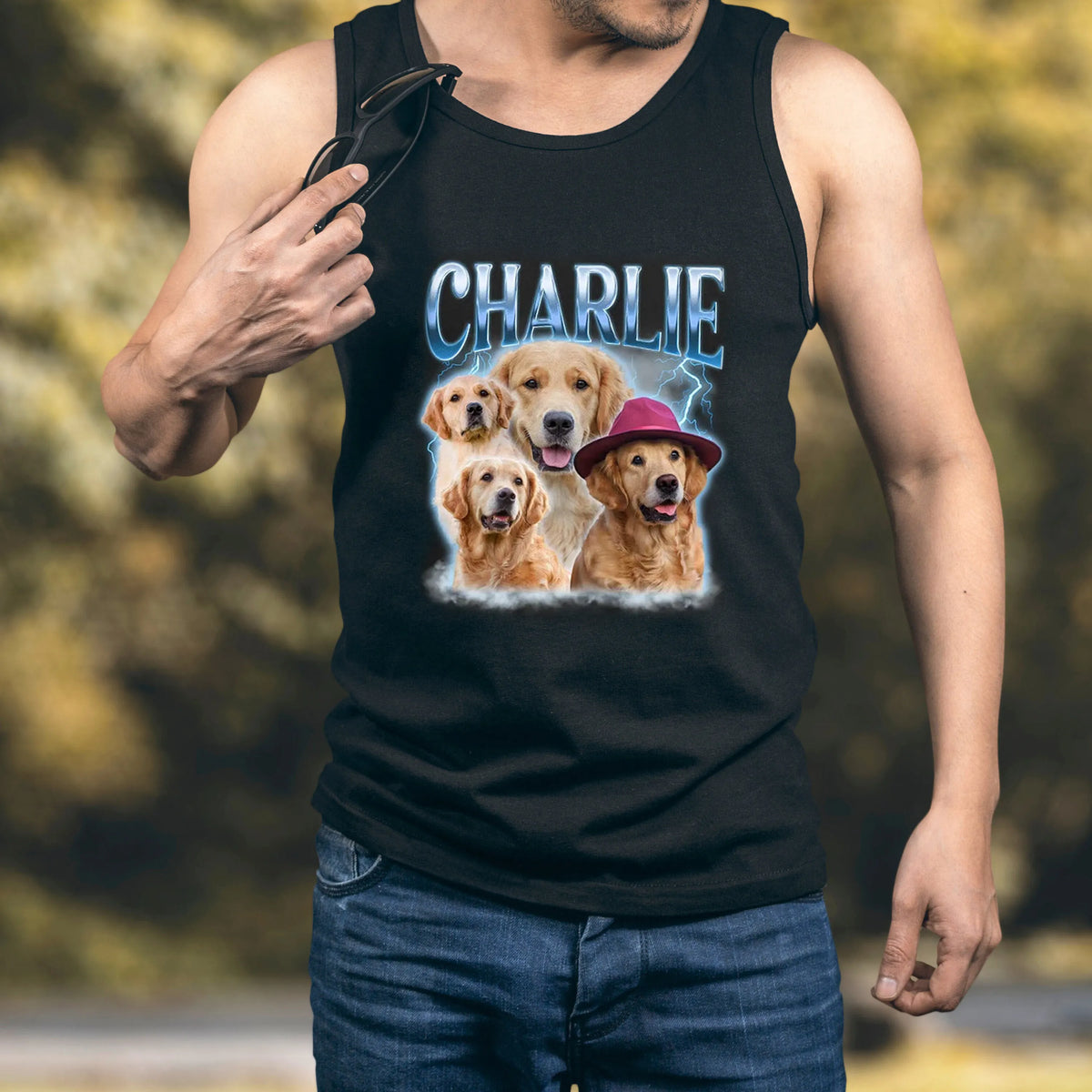 Vintage Custom Dog Tank Top Pet Tank Top, 90's Custom Photo Vintage Printing Tank Top