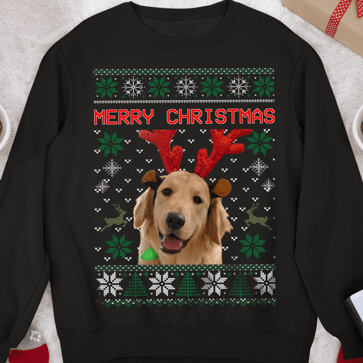 Upload Photo Christmas Ugly Dog Cat Sweatshirt Hoodie