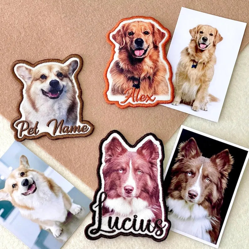 Custom Pet Portrait Patch – Embroidered Photo Keepsake, Dog & Cat Memorial