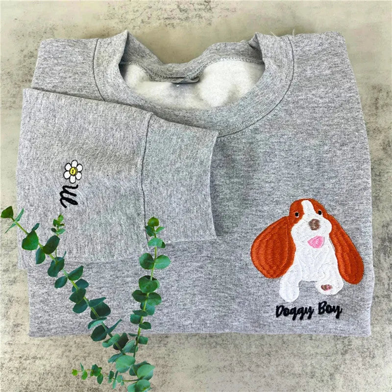 Custom Pet Face and Pet Name Sweatshirt- Colorful Design
