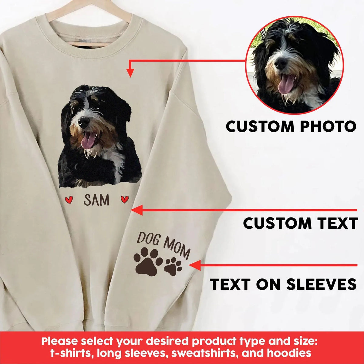 Custom Pet Photo & Name Hoodie – Personalized Dog & Cat Sweatshirt
