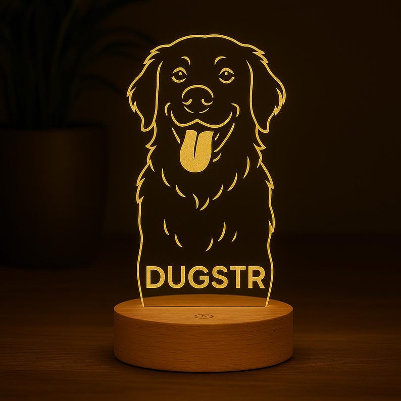 Custom Pet Lamp – Personalized LED Acrylic Night Light with Pet Name, Pet Memorial Gift
