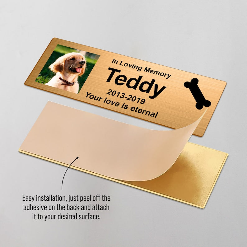 Custom Pet Memorial Urn Adhesive Metal Nameplate, Personalized Plaque for Dog Ashes Box