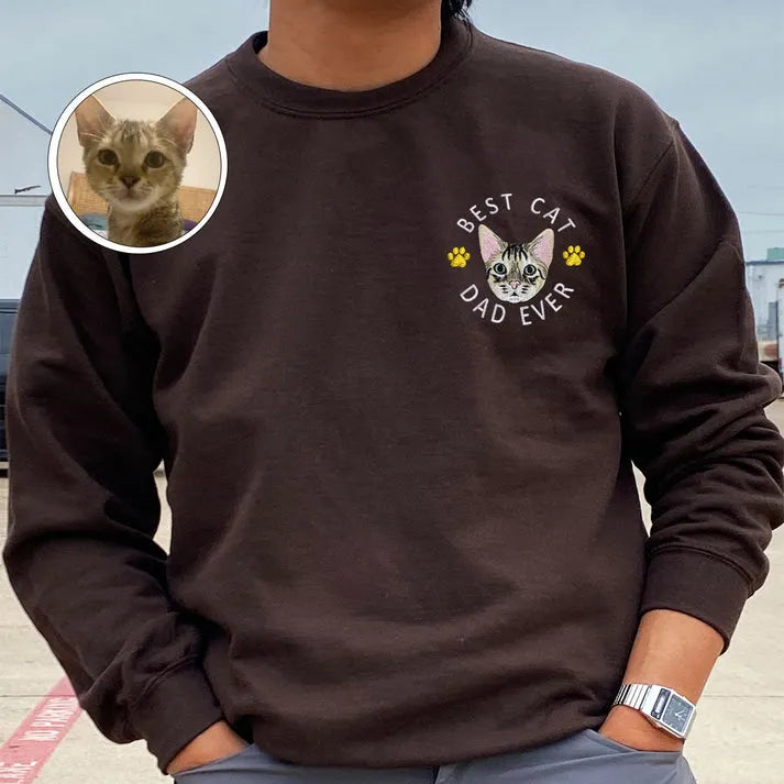 Best Cat Mom Dog Dad Custom Pet Embroidery Sweatshirt Hoodie T-shirt- Colorful Design