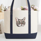 Custom Embroidered Dog Portrait Tote Bag