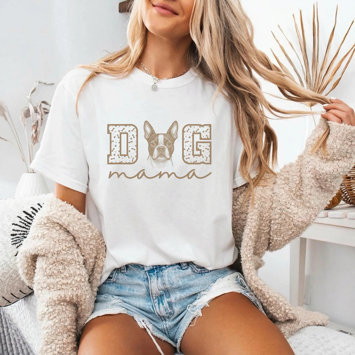 Dog Mama Sweatshirt, Custom Pet Photo Graphic Printed T-shirt Sweatshirt for Dog Mom Dog Dad
