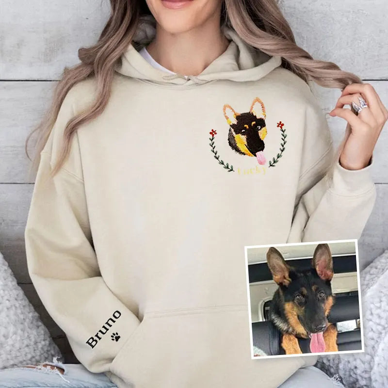 Custom Pet From Your Photo Embroidered Sweatshirt,Hoodie- Colorful Design
