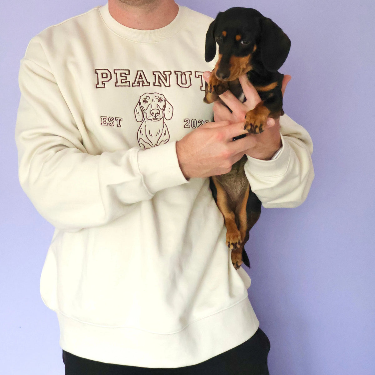 Personalized Pet Photo Varsity Line Embroidered Sweatshirt Hoodie T-shirt