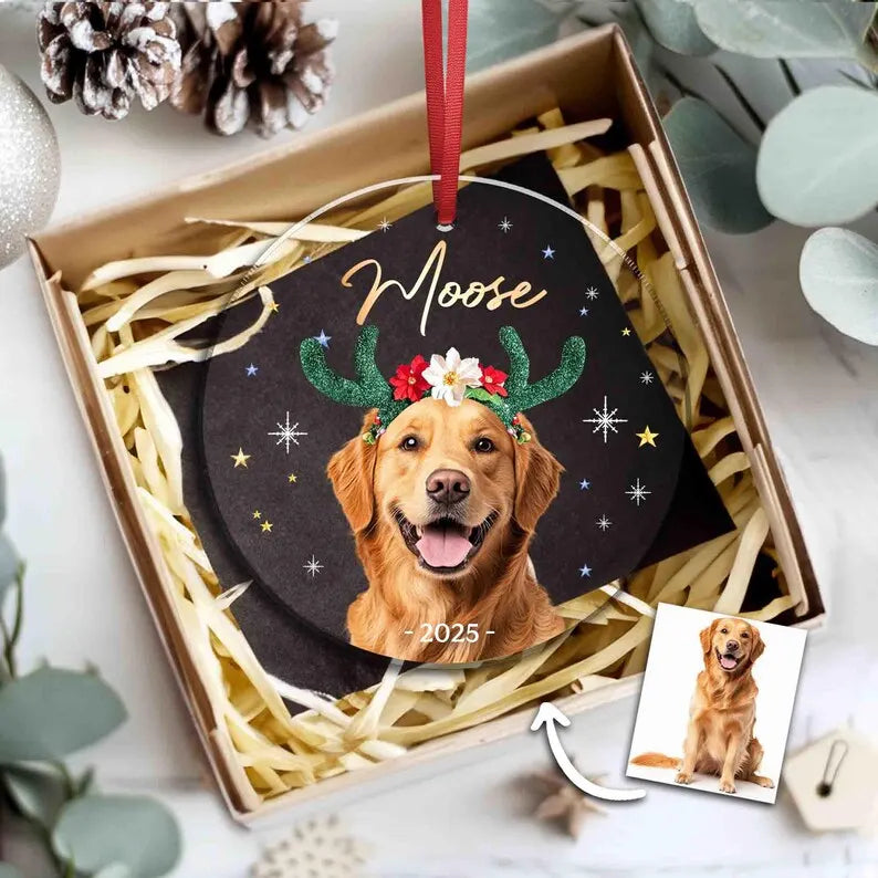 Personalized Pet Christmas Ornament – Custom Pet Portrait & Photo Decoration