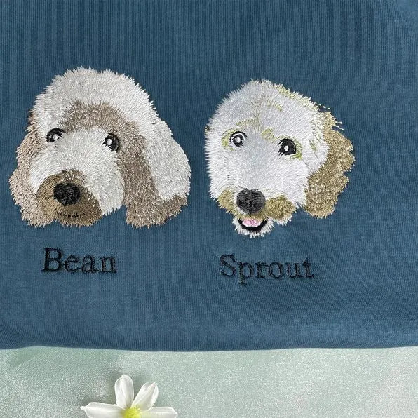 Custom Premium Handcrafted Pet Portrait Embroidered Sweatshirt Hoodie T-shirt- Colorful Design
