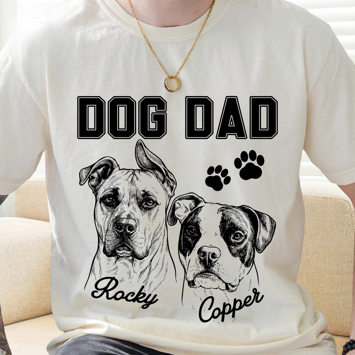 Custom Dog Dad Photo T-shirt, Dog Photo Shirt for Dog Dad