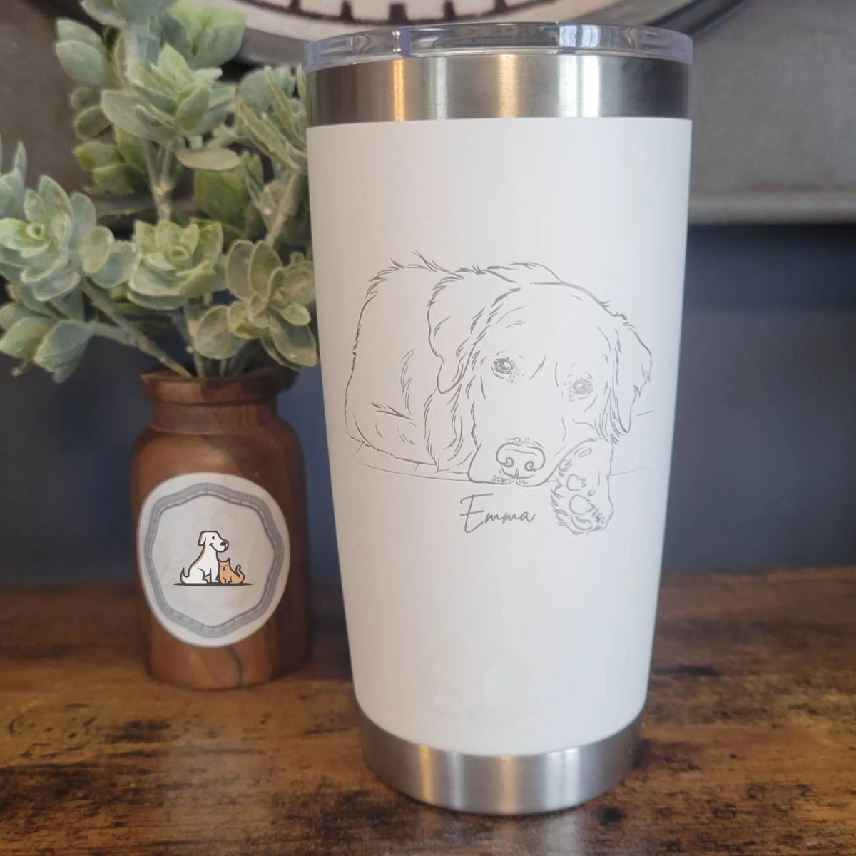 Custom Pet Portraits Insulated Tumbler, Cup for Dog Mom, Dog Dad