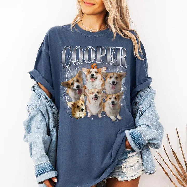 Custom Vintage Portrait Tee & Hoodie With Pet Photo & Name