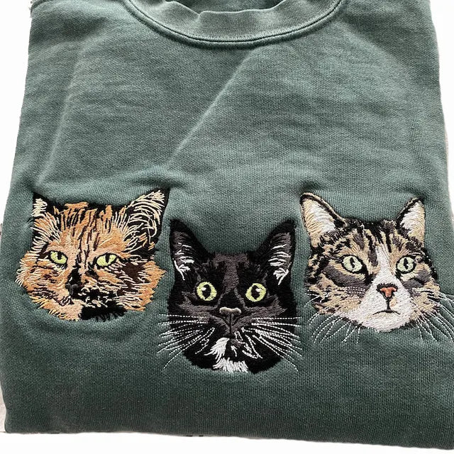 Customize Text & Image Dog Cat Pet Sweatshirt Pet Portrait Embroidered Sweatshirt Hoodie