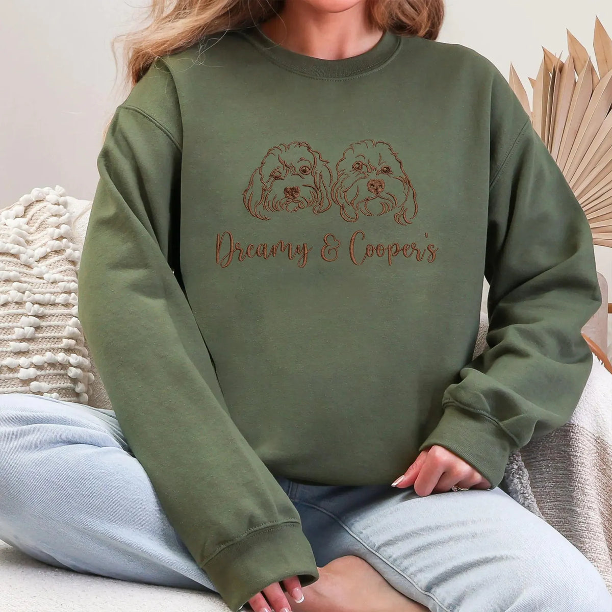 Custom Dog Outline and Name Embroidered Sweatshirt Hoodie T-shirt- Stylish Outline Style