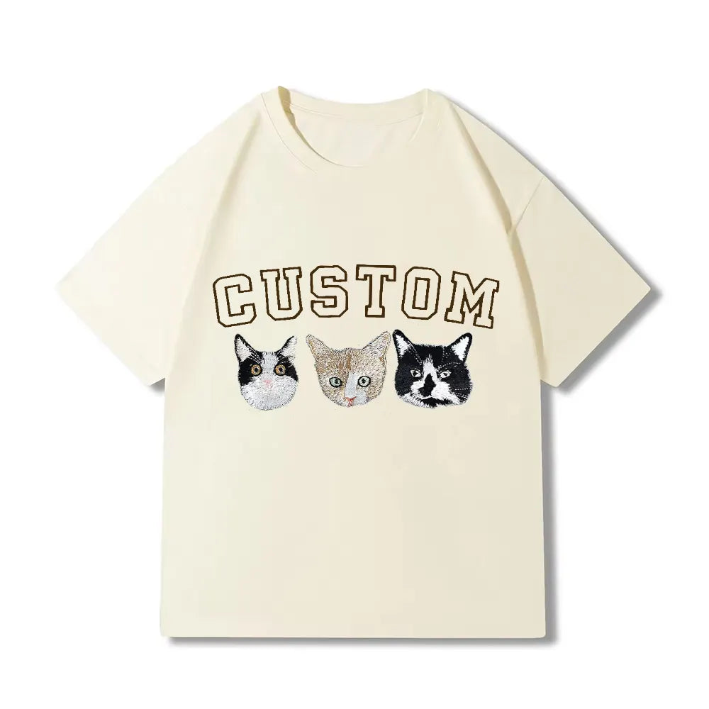Personalized Pet Photo Embroidered With Custom Text Sweatshirt/Hoodie T-shirt- Varsity Colorful Design