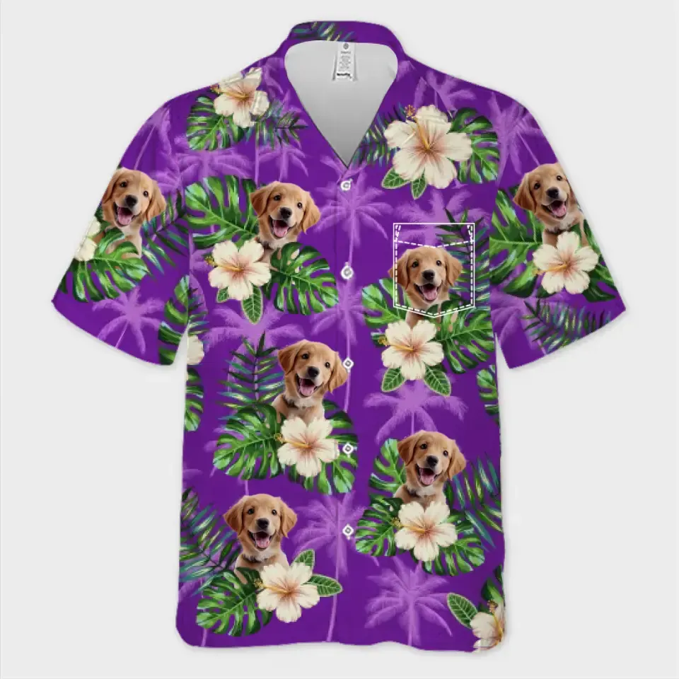 Custom Photo Hawaiian Shirt - 'This Is My Vacation Time' Pet Aloha Shirt for Dog & Cat Lovers