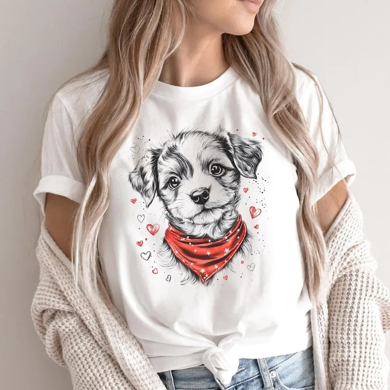 Custom Dog with Bandana Sweatshirt T-shirt, Custom Pet Valentine's Day Crewneck