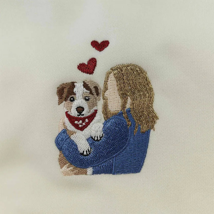 Custom My Love Embroidered Dog Portrait Hoodie, Sweatshirt, Mother's Day Gift