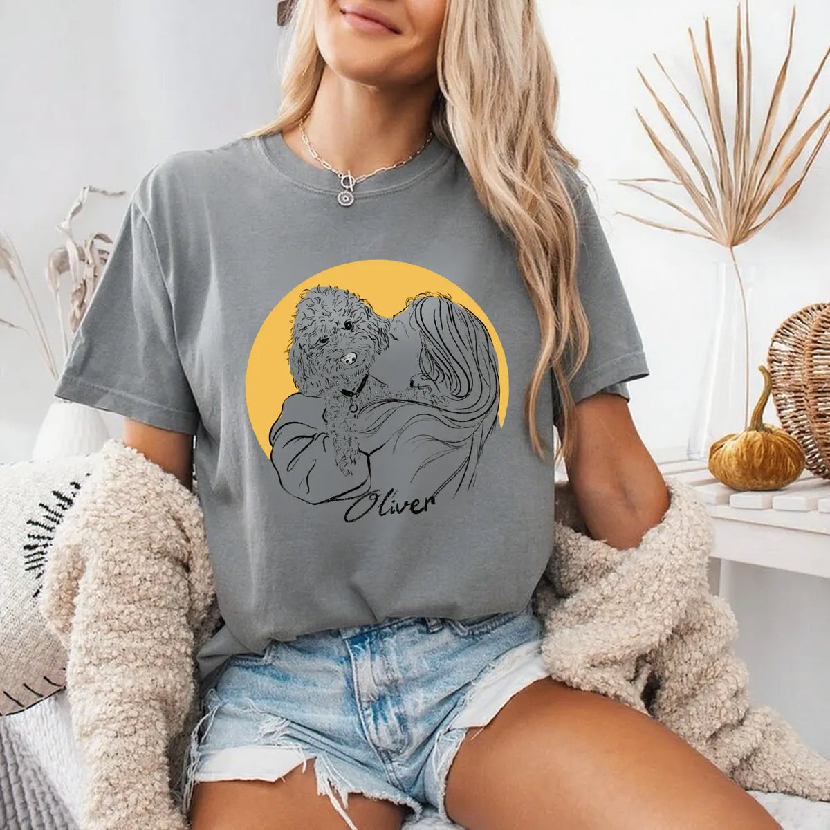 PetFiestas® Custom Pet Portrait Line Drawing Printed Hoodies Sweatshirt T-shirt