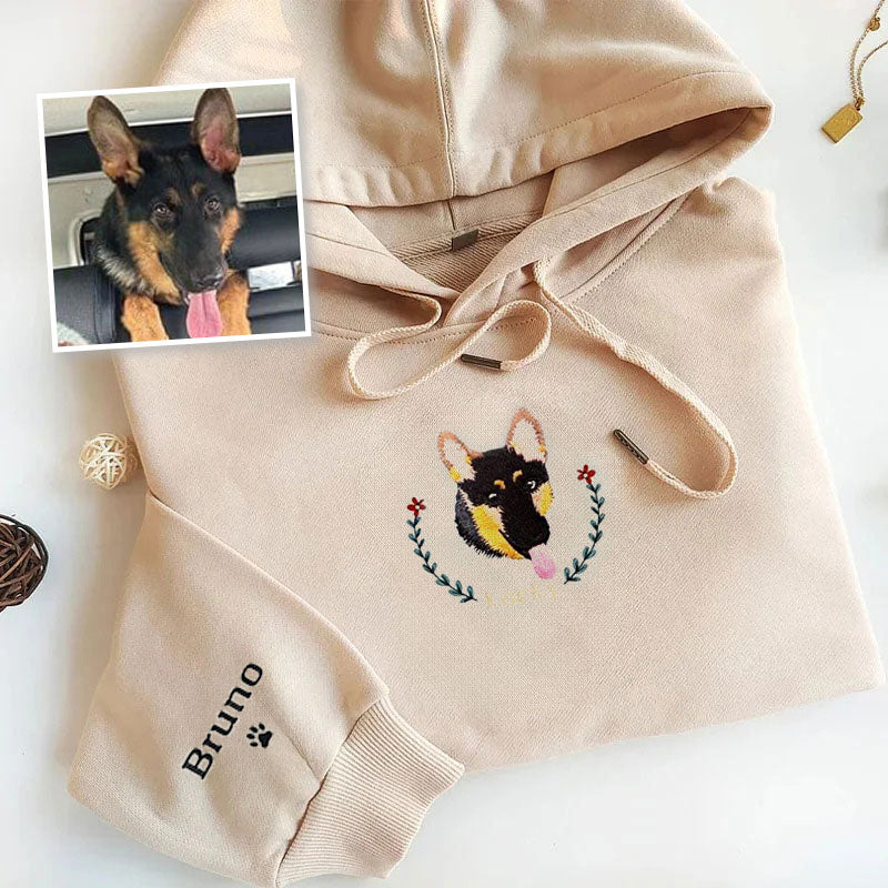 Custom Pet From Your Photo Embroidered Sweatshirt,Hoodie- Colorful Design