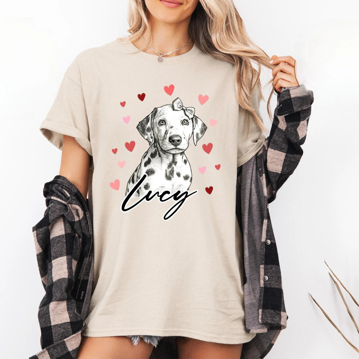 Custom Dog Heart Printed Shirt with Photo, Valentine Dog Sweatshirt Dog Mom Tee