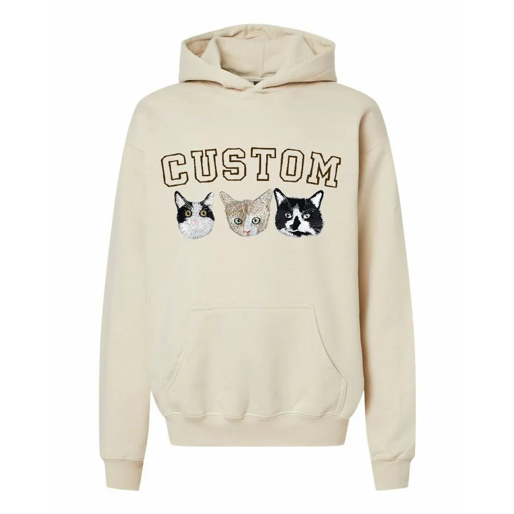 Personalized Pet Photo Embroidered With Custom Text Sweatshirt/Hoodie T-shirt- Varsity Colorful Design