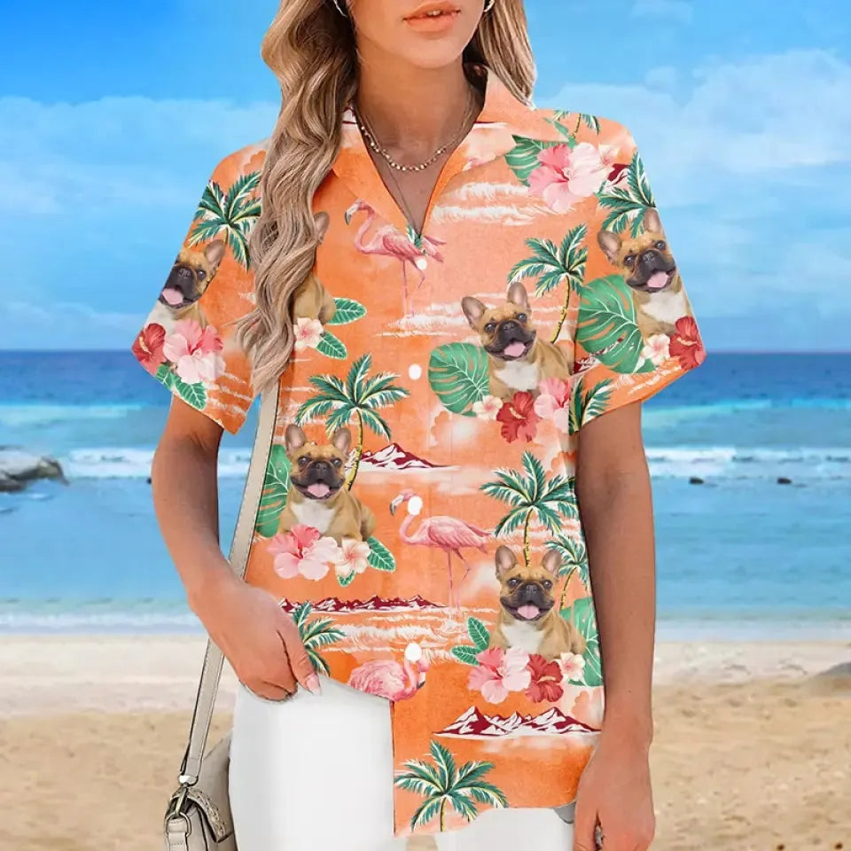 Custom Photo 'Bring The Joy To The Beach' Pet Hawaiian Shirt - Personalized Aloha Shirt for Dog & Cat Lovers