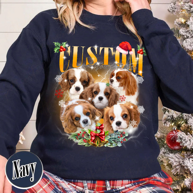 PetFiestas® Christmas Custom Bootleg Rap Tee, Custom Christmas Dog Cat T-shirt 90s Vintage Tee