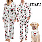 Custom Dogs Cats Faces Pajamas, Matching Christmas Pajamas Family Personalized Pet Photo Pajamas