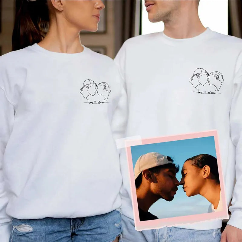 Custom Outline Photo Embroidered Crewneck