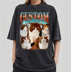 Custom Retro Pet Shirt, Custom Cat Photo 90s Graphic Bootleg Rap Tee