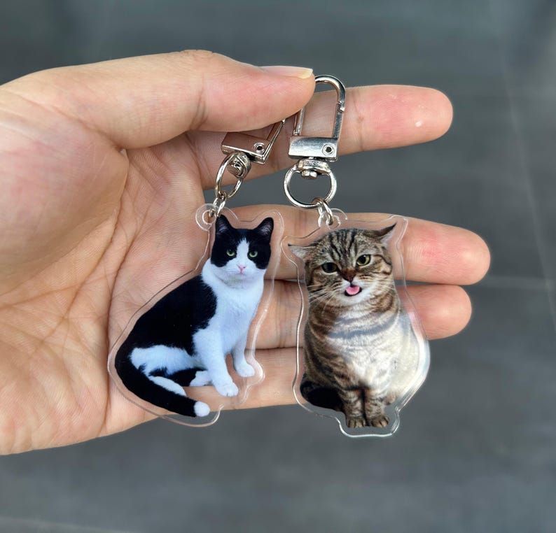 Personalized Pet Photo Keychain Pet Portrait Keychain