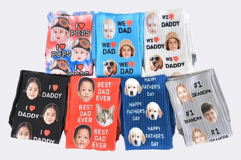 Fathers Day Socks, Custom Face Socks, Dog Dad Socks