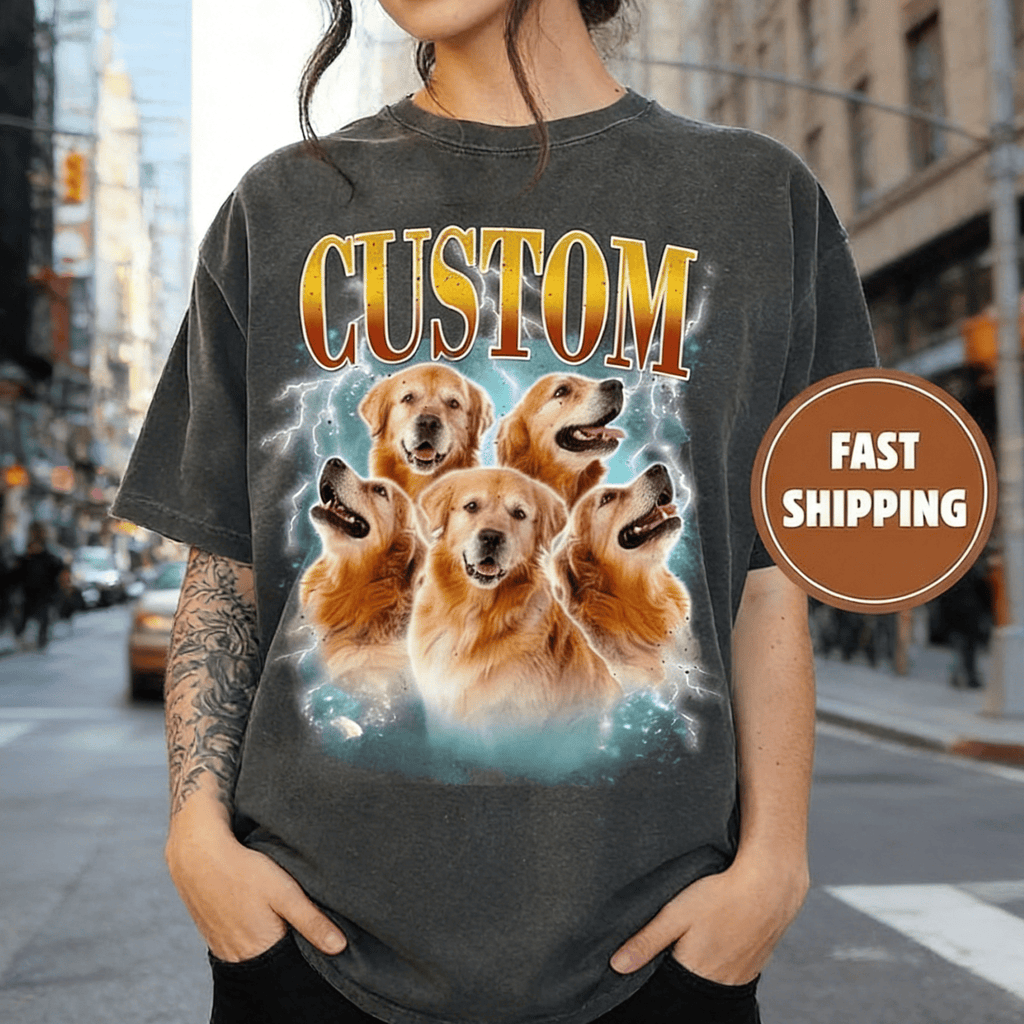 Custom Vintage Bootleg Pet Shirt Pet Photo + Name Shirt, Custom Cat T Shirts 90's Tee
