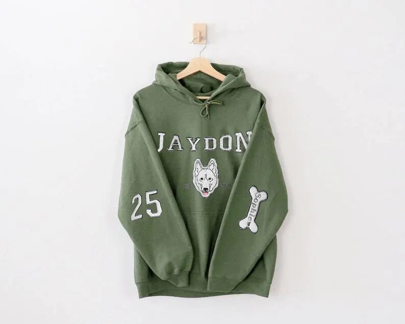 Pet Varsity Sweatshirt Custom Embroidered Pet Sweatshirt College Pet Hoodie- Varsity Colorful Design
