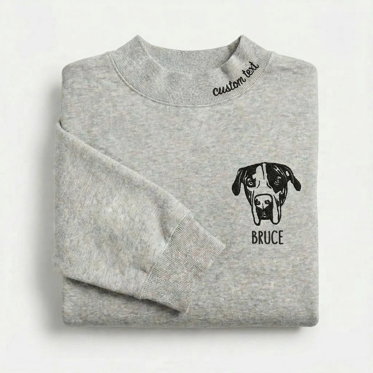 Custom Pet Outline Embroidered Mockneck Sweatshirt