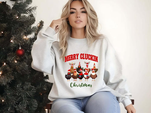Christmas Chickens Sweatshirts, Christmas Farm Animals Sweatshirts, Funny Christmas Xmas Tee Hoodie