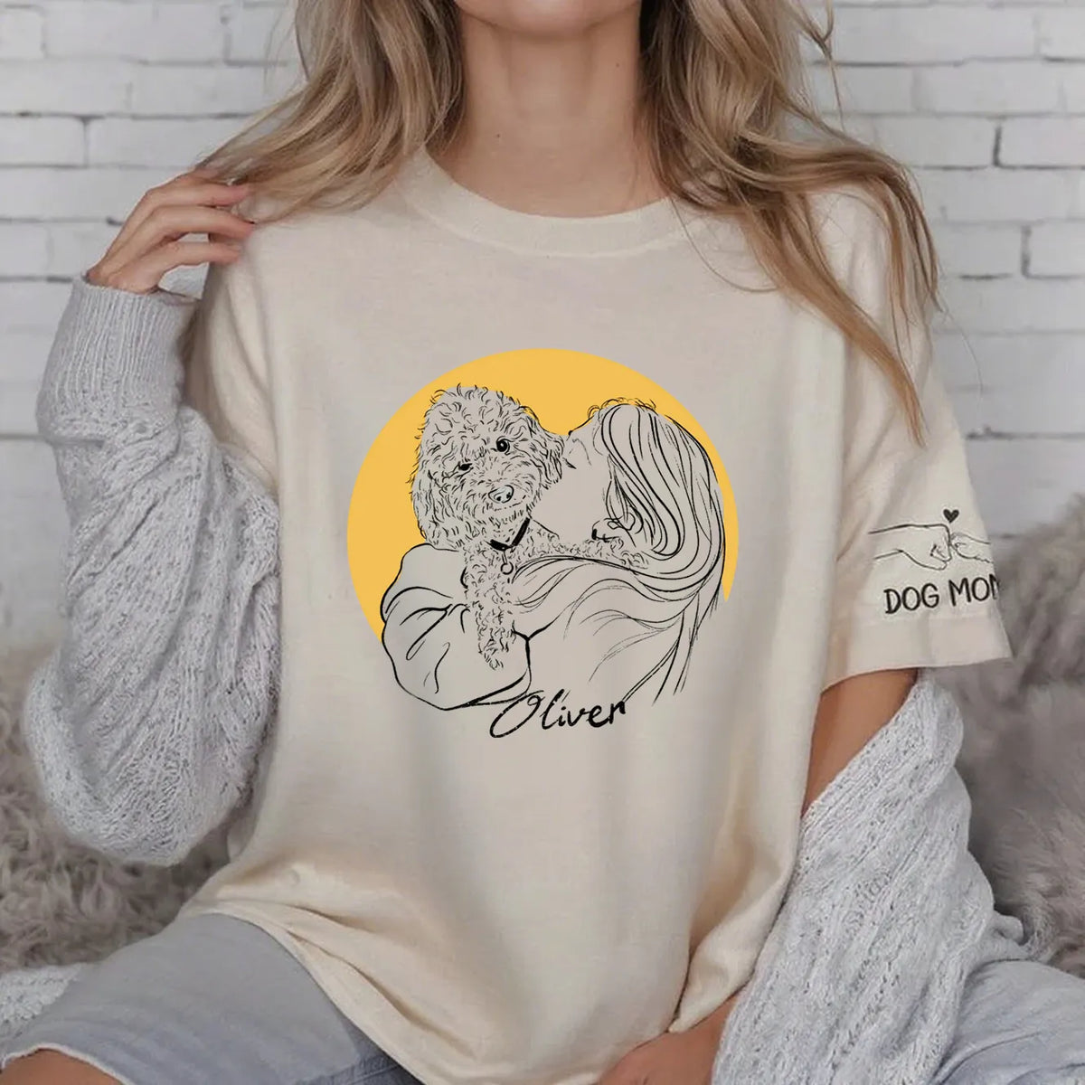 PetFiestas® Custom Pet Portrait Line Drawing Printed Hoodies Sweatshirt T-shirt