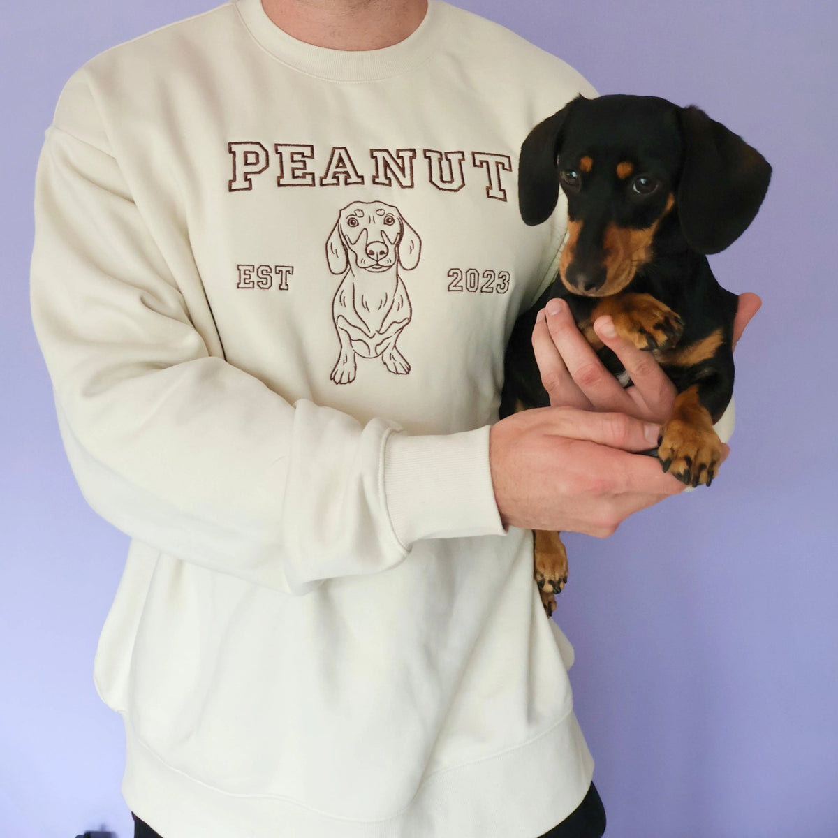 Personalized Pet Photo Varsity Line Embroidered Sweatshirt Hoodie T-shirt