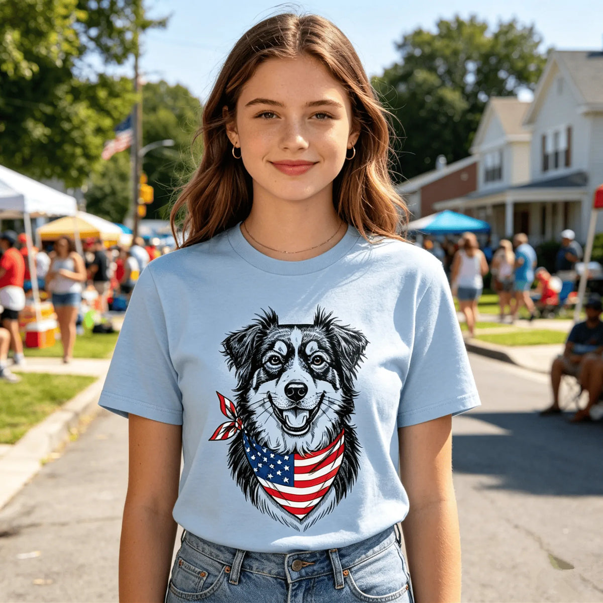 Custom Pet Photo Shirt, 4th of July Patriotic Dog Tee