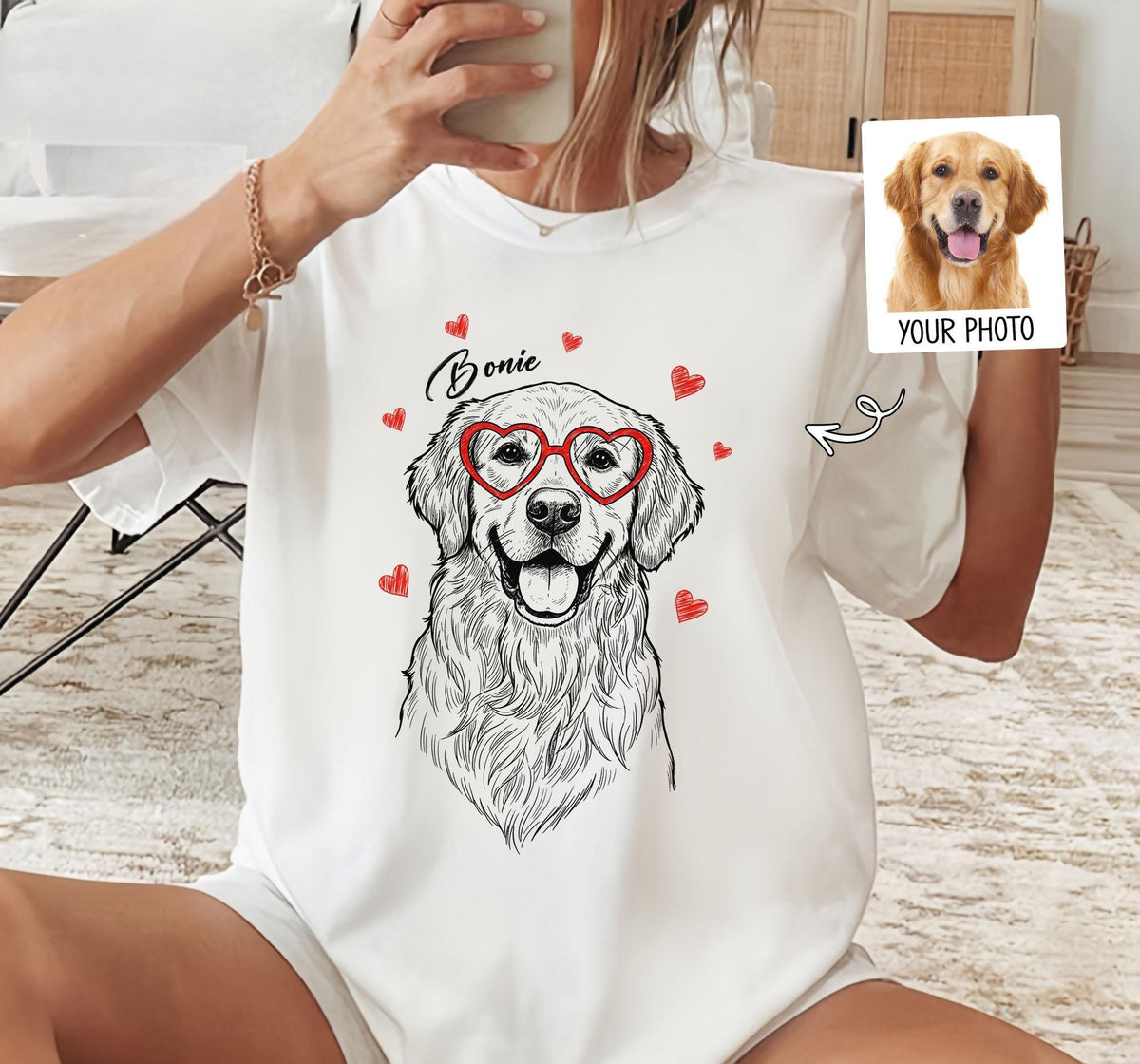 Custom Dog Valentine's Day Shirt, Personalized Dog Cat Drawing Sweatshirt