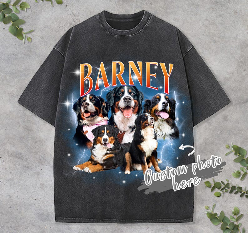 Custom Pet Portrait T-Shirt: Retro 90s Graphic Tee