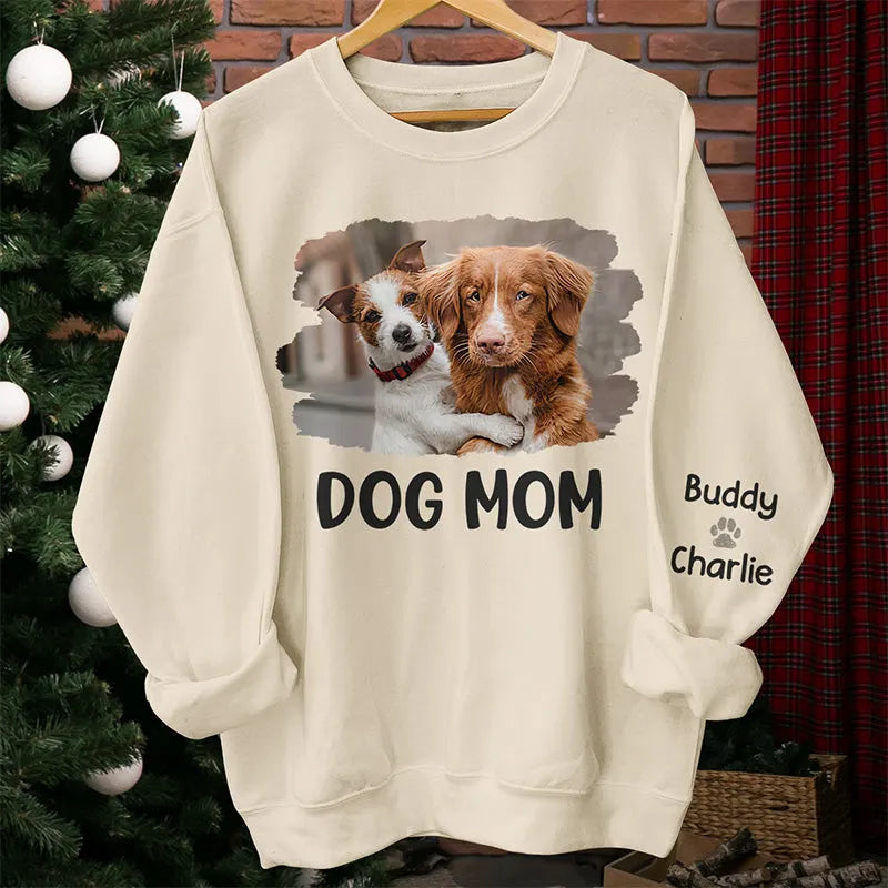 Custom Photo A Heart Full Of Paw Printing - Dog & Cat Personalized Custom Unisex Sweatshirt With Design On Sleeve - Gift