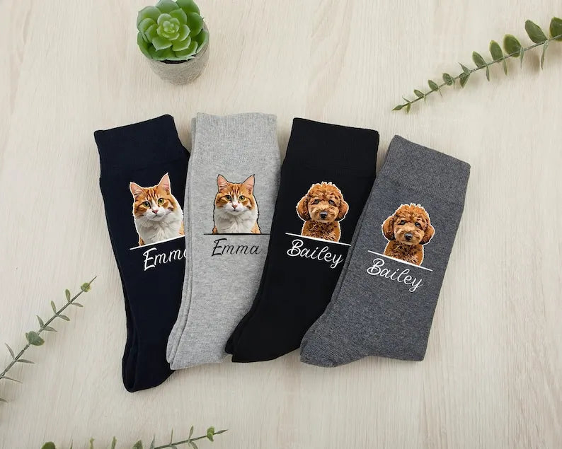 Custom Pet Photo Socks – Personalized Socks for Dog and Cat Lovers