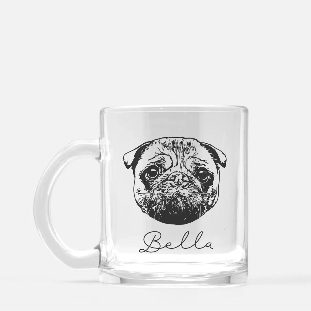 Custom Pet Portrait Glass Mug - Personalized Dog/Cat Memorial Gift with Illustration