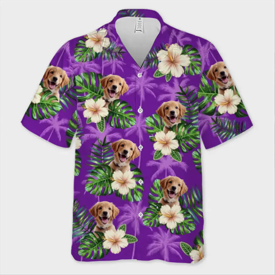 Custom Photo Hawaiian Shirt - 'This Is My Vacation Time' Pet Aloha Shirt for Dog & Cat Lovers