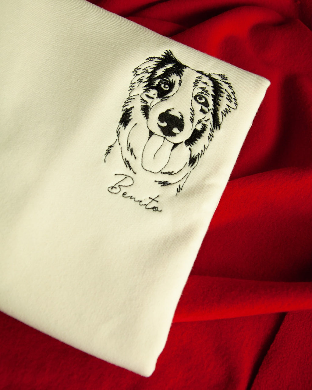 Custom Embroidered Pet Face T-shirt, Personalized Hoodie Embroidered with Multiple Pets- Stylish Outline Style