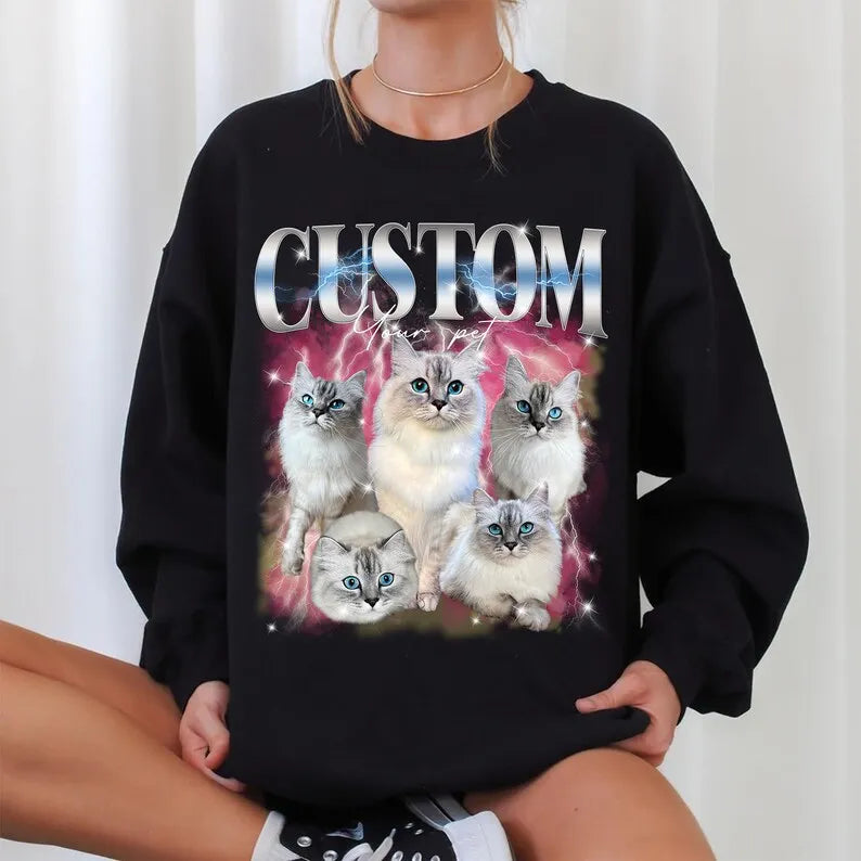Custom Pet Phot Vintage Bootleg Shirt, Custom Pet 90's Tee Sweatshirt Hoodie
