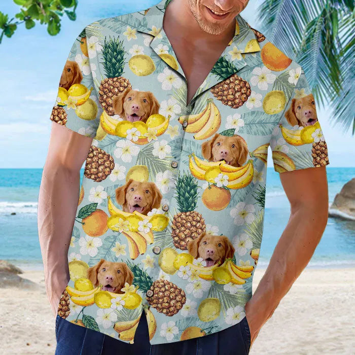 Tropical Fruit Pattern - Dog & Cat Personalized Custom Unisex Hawaiian Shirt  - Summer Vacation Gift, Gift For Pet Owner